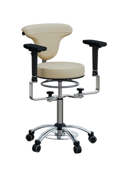 LZ 37 F + LZZ područky, židle lékařská s nožním ovládáním, kříž chrom, ekokůže smetanová